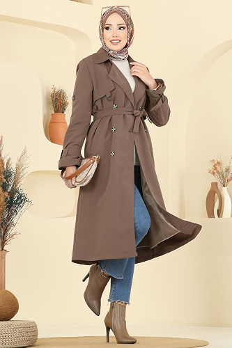 moda selvim Trenchcoat 040OZT1013 Brown - Thumbnail