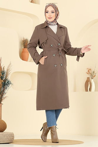 moda selvim Trenchcoat 040OZT1013 Brown - Thumbnail