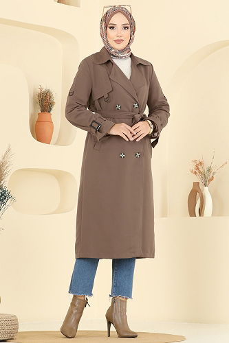 moda selvim Trenchcoat 040OZT1013 Brown - Thumbnail