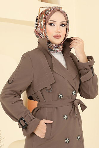 moda selvim ترانشكوت بني 040OZT1013 - Thumbnail