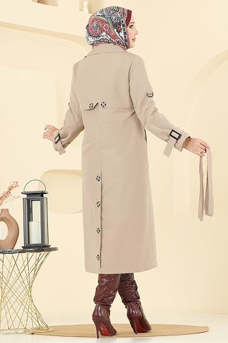 moda selvim Trenchcoat 040OZT1013 Stone - Thumbnail