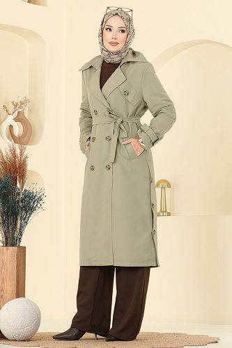 moda selvim Trenchcoat 042OZT1013 Almond Green - Thumbnail