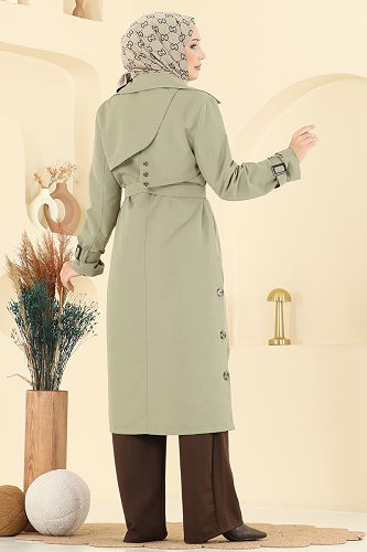 moda selvim Trenchcoat 042OZT1013 Almond Green - Thumbnail