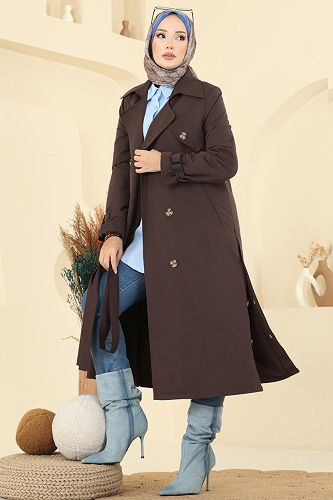 moda selvim Trenchcoat 042OZT1013 Bitter Brown - Thumbnail