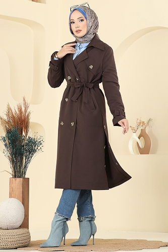 moda selvim Trenchcoat 042OZT1013 Bitter Brown - Thumbnail