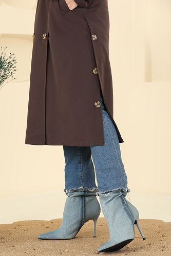 moda selvim Trenchcoat 042OZT1013 Bitter Brown - Thumbnail