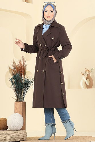 moda selvim Trenchcoat 042OZT1013 Bitter Brown - Thumbnail