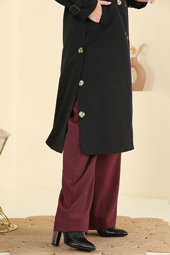 moda selvim Trenchcoat 042OZT1013 Black - Thumbnail