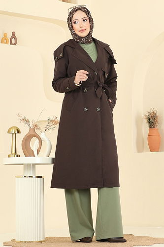 moda selvim Trenchcoat 043OZT1013 Bitter Brown - Thumbnail