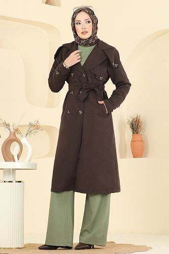 moda selvim Trenchcoat 043OZT1013 Bitter Brown - Thumbnail