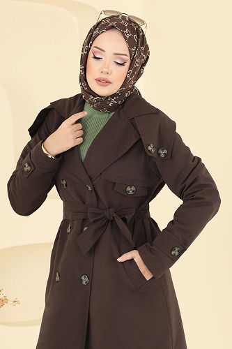 moda selvim Trenchcoat 043OZT1013 Bitter Brown - Thumbnail