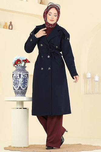 moda selvim ترانشكوت كحلي 043OZT1013 - Thumbnail