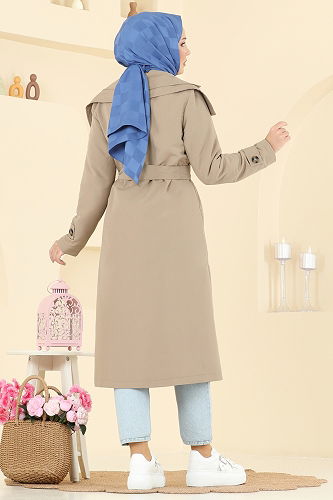 moda selvim Trenchcoat 043OZT1013 Stone - Thumbnail