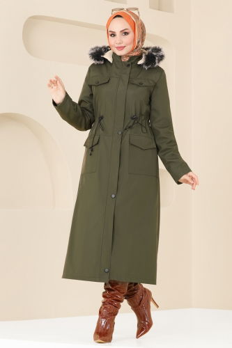 moda selvim Trenchcoat 0818MSA980 Khaki - Thumbnail