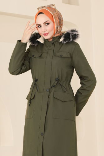 moda selvim Trenchcoat 0818MSA980 Khaki - Thumbnail