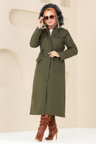 moda selvim Trenchcoat 0818MSA980 Khaki - Thumbnail