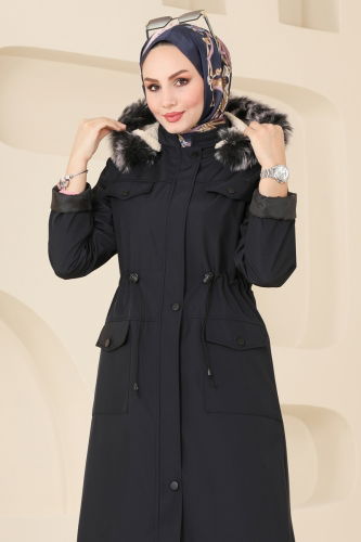 moda selvim Trenchcoat 0818MSA980 Navy Blue - Thumbnail