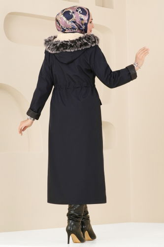 moda selvim Trenchcoat 0818MSA980 Navy Blue - Thumbnail