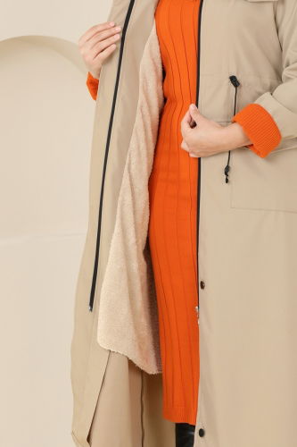 moda selvim Trenchcoat 0818MSA980 Stone - Thumbnail