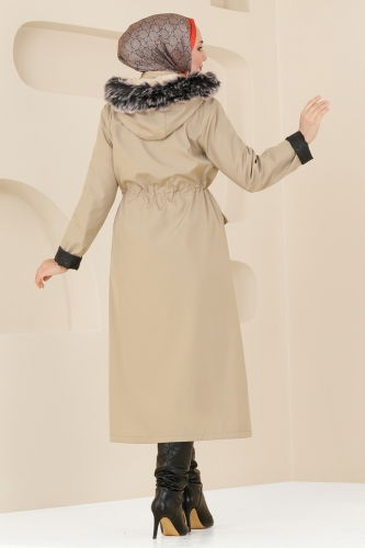 moda selvim Trenchcoat 0818MSA980 Stone - Thumbnail