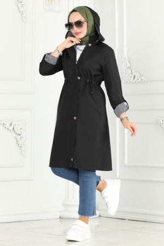 moda selvim TRENCHCOAT 1001MSA980 Black - Thumbnail