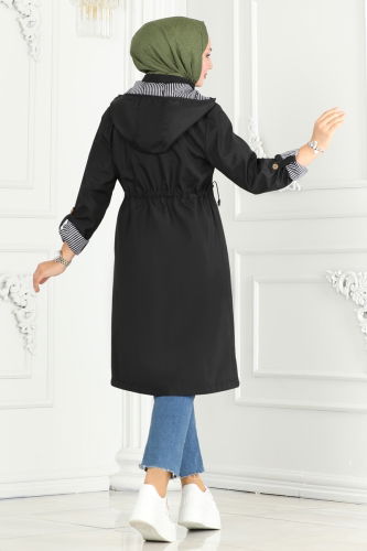 moda selvim Trenchcoat 1001MSA980 Black - Thumbnail