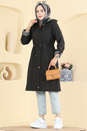 moda selvim ترانشكوت أسود 1001MSA980 - Thumbnail