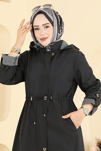 moda selvim ترانشكوت أسود 1001MSA980 - Thumbnail