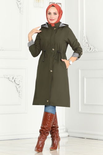 moda selvim Trenchcoat 1001MSA980 Khaki - Thumbnail