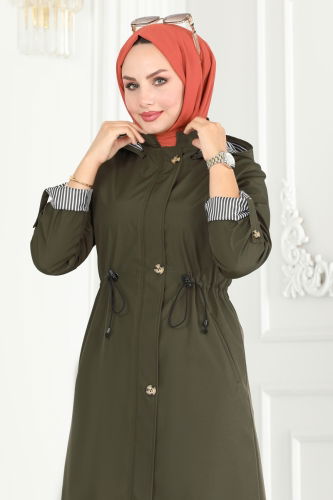 moda selvim Trenchcoat 1001MSA980 Khaki - Thumbnail