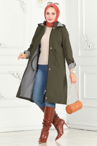 moda selvim Trenchcoat 1001MSA980 Khaki - Thumbnail