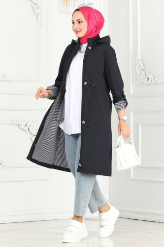 moda selvim TRENCHCOAT 1001MSA980 Navy Blue - Thumbnail