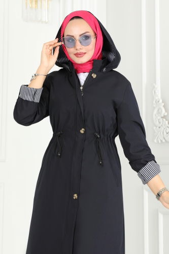 moda selvim Trenchcoat 1001MSA980 Navy Blue - Thumbnail