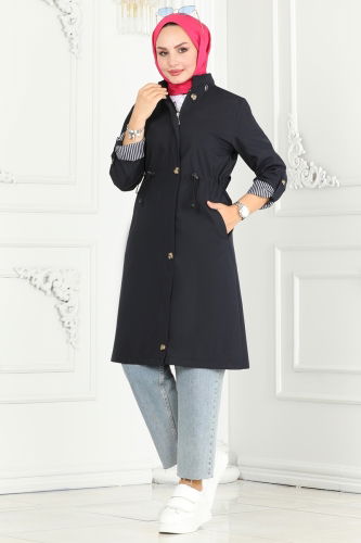 moda selvim TRENCHCOAT 1001MSA980 Navy Blue - Thumbnail