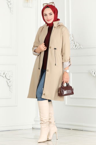 moda selvim TRENCHCOAT 1001MSA980 Stone - Thumbnail