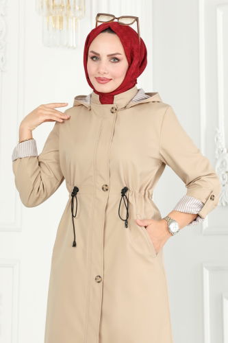 moda selvim TRENCHCOAT 1001MSA980 Stone - Thumbnail