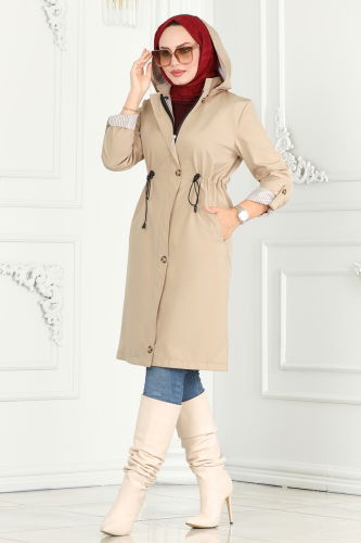 moda selvim TRENCHCOAT 1001MSA980 Stone - Thumbnail