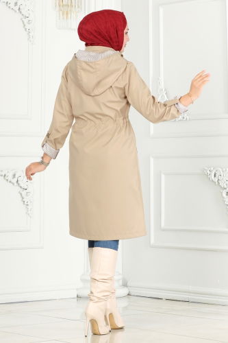 moda selvim Trenchcoat 1001MSA980 Stone - Thumbnail