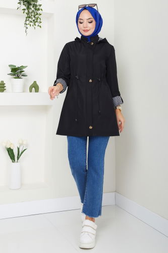 moda selvim Trenchcoat 1002MSA980 Black - Thumbnail