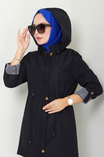 moda selvim TRENCHCOAT 1002MSA980 Black - Thumbnail