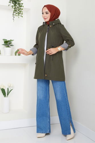 moda selvim Trenchcoat 1002MSA980 Khaki - Thumbnail