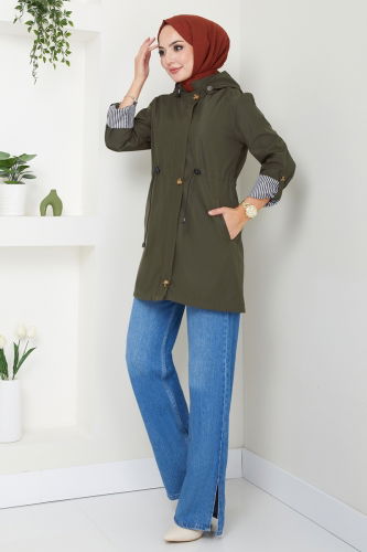 moda selvim Trenchcoat 1002MSA980 Khaki - Thumbnail