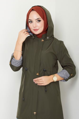 moda selvim Trenchcoat 1002MSA980 Khaki - Thumbnail