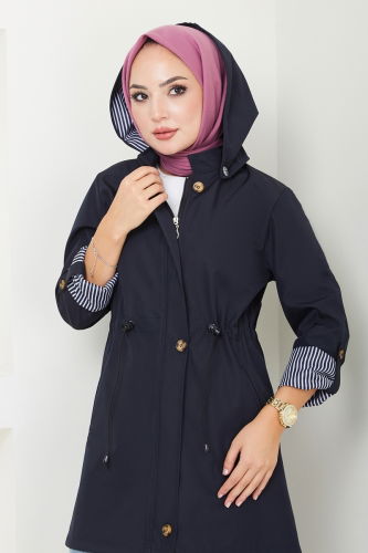 moda selvim TRENCHCOAT 1002MSA980 Navy Blue - Thumbnail