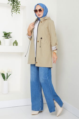 moda selvim TRENCHCOAT 1002MSA980 Stone - Thumbnail