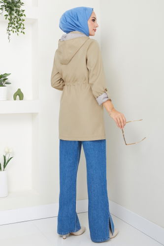 moda selvim Trenchcoat 1002MSA980 Stone - Thumbnail