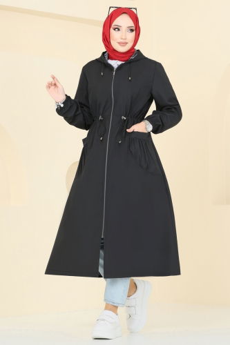 moda selvim Trenchcoat 1005MSA980 Black - Thumbnail