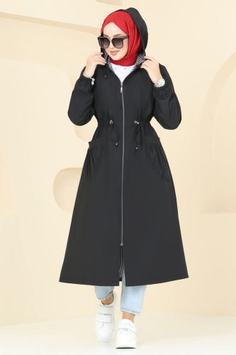 moda selvim Trenchcoat 1005MSA980 Black - Thumbnail