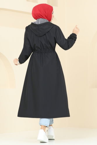 moda selvim Trenchcoat 1005MSA980 Black - Thumbnail