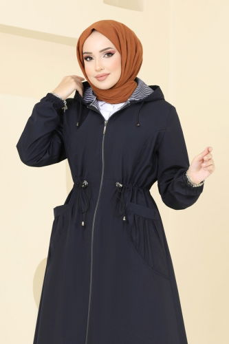 moda selvim Trenchcoat 1005MSA980 Navy Blue - Thumbnail